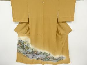 リサイクル　作家物　金彩寺塔風景模様一つ紋色留袖